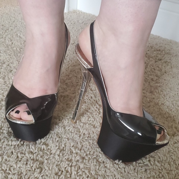 Baldan heels platform 37 patent black silver - Picture 5 of 8